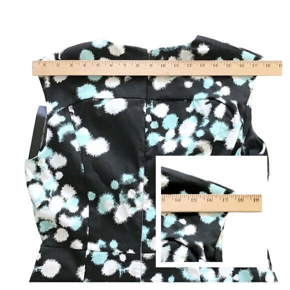 NWT French Connection fit & flare cotton mini dress. size 12, Gray, blue print - Picture 10 of 11